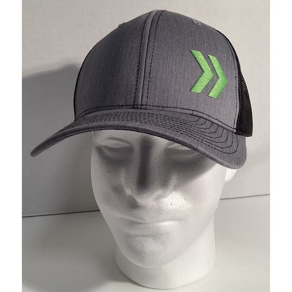 Men's Richardson Gray Black Mesh Snapback Hat Cap With Green Chevron